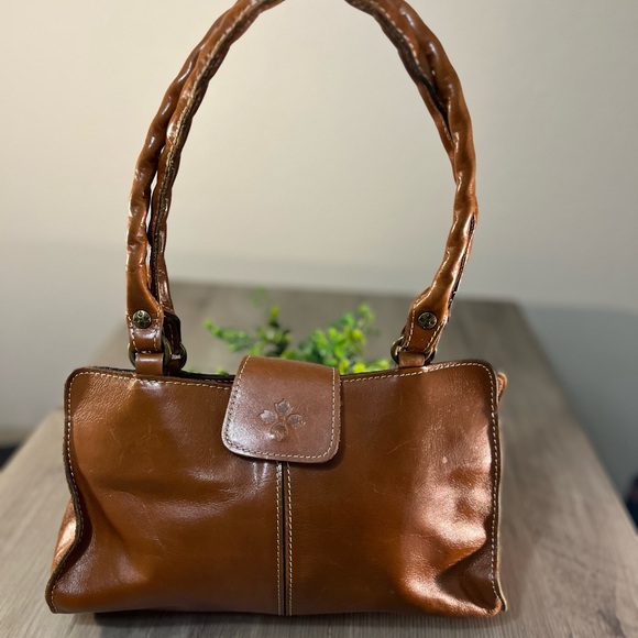 Patricia Nash Rienzo Satchel Cognac Tan Brown Leather Shoulder Bag - Picture 1 of 8